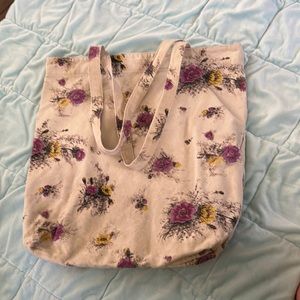 White Flowered Bag